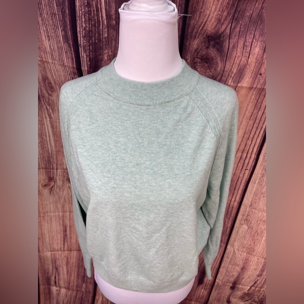 A new day cotton blend aqua pullover crew neck knit sweater women’s size M - Picture 6 of 13